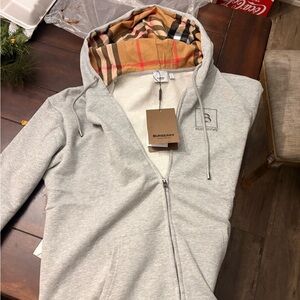 Burberry Light Gray Hoodie with Logo